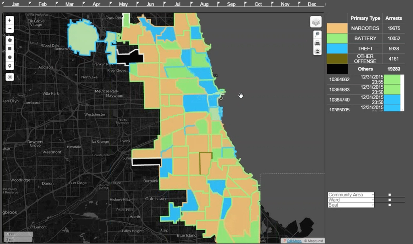 Crime Analysis Map with territories